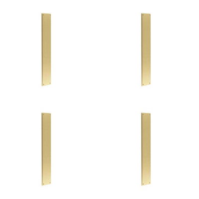 4 PACK Elegant Satin Brass Finger Plate 450 x 75mm for Doors - Solid Brass Door Push Protector