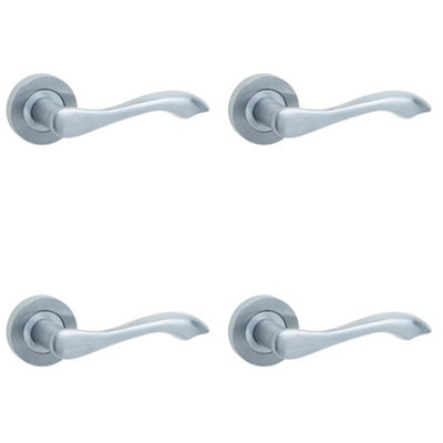 4 PACK Elegant Satin Chrome Door Handle for Traditional Interiors - Interior Handle