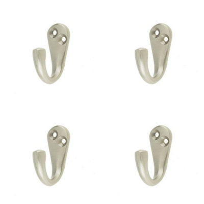 4 PACK Elegant Satin Chrome Single Robe Hook for Home Use - Wall Mounted Clothing Hook