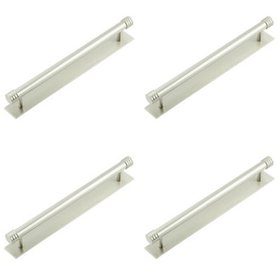 4 PACK Elegant Satin Nickel Cabinet Handle with 224mm Centers for Stylish Interiors - Kitchen Drawer Pull Handle