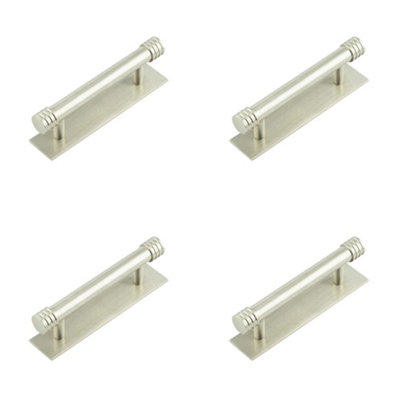 4 PACK Elegant Satin Nickel Cabinet Handle with 96mm Centers for Modern and Traditional Interiors - Kitchen Drawer Pull Handle