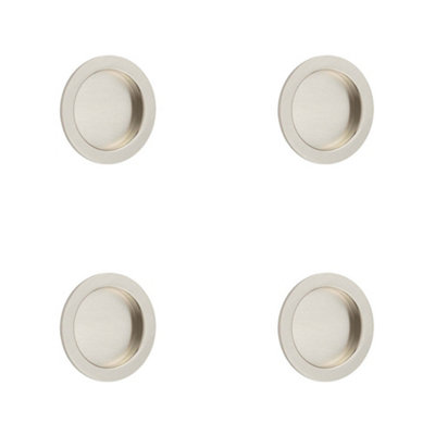 4 PACK Elegant Satin Nickel Circular Flush Pull for Doors - Door Handle