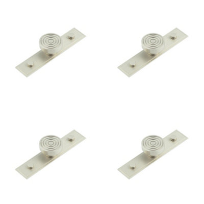 4 PACK Elegant Satin Nickel Cupboard Knob with Stepped Backplate - 40mm Size - Kitchen Cabinet Knob