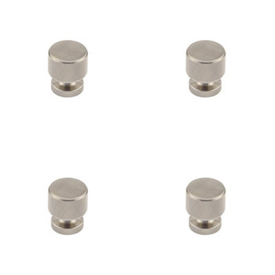 4 PACK Elegant Satin Nickel Knurled Cupboard Knob for Stylish Interiors - Kitchen Cabinet Knob