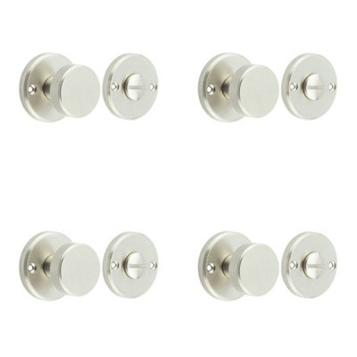 4 PACK Elegant Satin Nickel Knurled Turn & Release for Luxury Doors - Door Handle