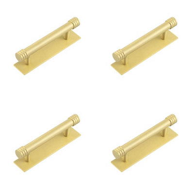 4 PACK Elegant Solid Brass Cabinet Handle with 96mm Centers for Stylish Interiors - Kitchen Drawer Pull Handle