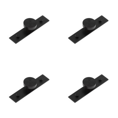 4 PACK Elegant Solid Brass Cupboard Knob with Plain Backplate in Black - Kitchen Cabinet Knob