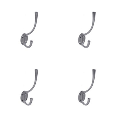4 PACK Elegant Solid Brass Hat and Coat Hook in Dark Bronze Finish - 142mm - Wall Mounted Clothing Hook