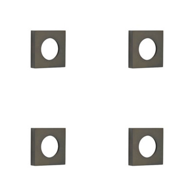 4 PACK Elegant Square Plain Outer Rose in Dark Bronze Finish - Door Handle