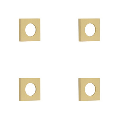 4 PACK Elegant Square Plain Outer Rose in Satin Brass Finish for Modern Doors - Door Handle