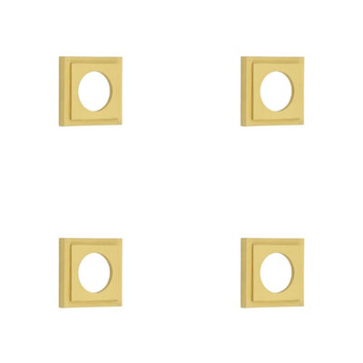 4 PACK Elegant Square Satin Brass Outer Rose for Doors - Door Handle