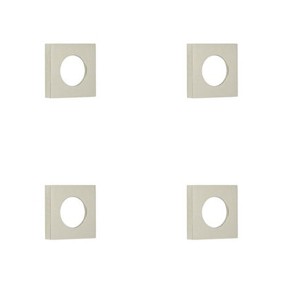 4 PACK Elegant Square Satin Nickel Door Rose in Solid Brass - Door Handle