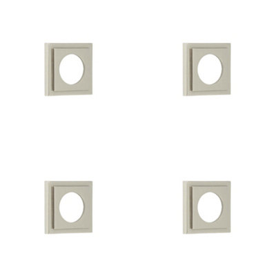 4 PACK Elegant Square Stepped Outer Rose in Satin Nickel Finish - Door Handle
