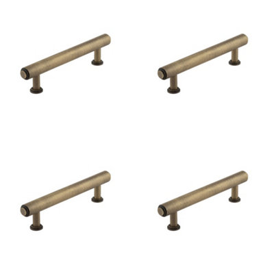 4 PACK Elegant Stepped Cabinet Handle 128mm in Antique Brass Finish - Kitchen Drawer Pull Handle
