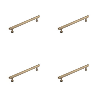 4 PACK Elegant Stepped Cabinet Handle in Antique Brass - 224mm Luxury Design - Kitchen Drawer Pull Handle