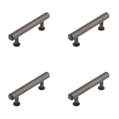 4 PACK Elegant Stepped Cabinet Handle in Dark Bronze - 96mm Solid Brass Design - Kitchen Drawer Pull Handle