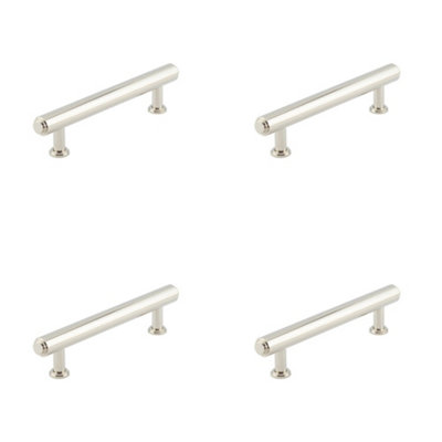 4 PACK Elegant Stepped Cabinet Handle in Polished Nickel - 128mm - Kitchen Drawer Pull Handle