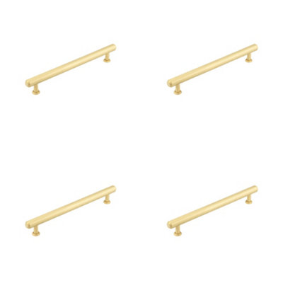 4 PACK Elegant Stepped Cabinet Handle in Satin Brass - 224mm Luxury Design - Kitchen Drawer Pull Handle