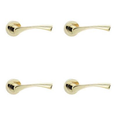 4 PACK Elegant Twirl Door Handle on Rose in PVD Brass for Stylish Interiors - Interior Handle