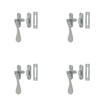 4 PACK Elegant Victorian Casement Fasteners in Satin Chrome Finish - 90mm - Window Handle