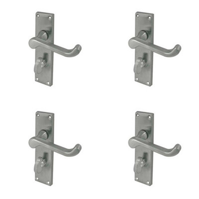 4 PACK Elegant Victorian Scroll Door Handle in Satin Chrome Finish - Interior Lever on Backplate