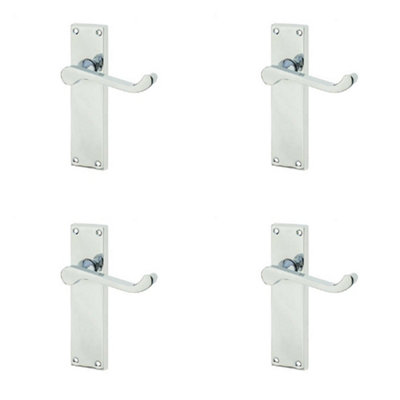 4 PACK Elegant Victorian Scroll Door Handle with Polished Chrome Finish Interior Lever on Backplate