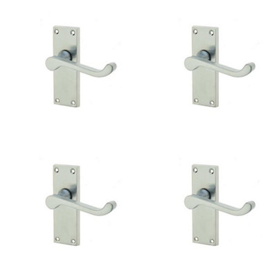 4 PACK Elegant Victorian Scroll Door Handle with Satin Chrome Finish - Interior Lever on Backplate