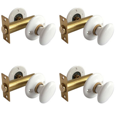 4 PACK Elegant White Porcelain Turn & Release for Doors - Door Handle