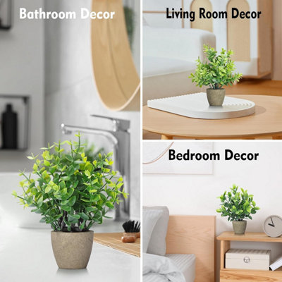 4 Pack Fake Plants in Pot Small Artificial Plants for Office Bathroom ...