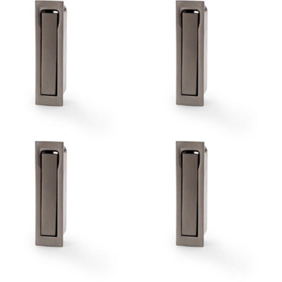 4 PACK - Flush Sliding Pocket Door Pull Handle - Dark Bronze 70mm x 19mm Finger Edge