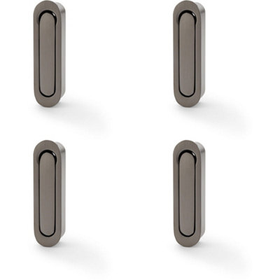 4 PACK - Flush Sliding Pocket Door Pull Handle - Dark Bronze 70mm x 19mm Radius Edge
