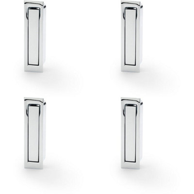 4 PACK - Flush Sliding Pocket Door Pull Handle - Polished Chrome 70mm x 19mm Finger Edge