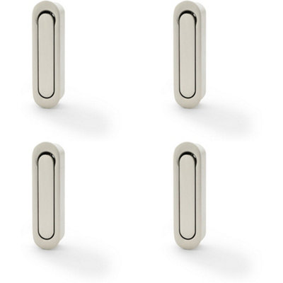 4 PACK - Flush Sliding Pocket Door Pull Handle - Satin Nickel 70mm x 19mm Radius Edge