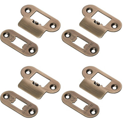 4 PACK - Forend Strike and Fixing Pack Setfor HEAVY DUTY Tubular Latch Antique Brass RADIUS