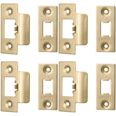 4 PACK - Forend Strike and Fixing Pack Setfor HEAVY DUTY Tubular Latch - Brass PVD SQUARE