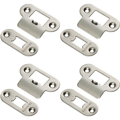 4 PACK - Forend Strike and Fixing Pack Setfor HEAVY DUTY Tubular Latch - Satin Steel RADIUS