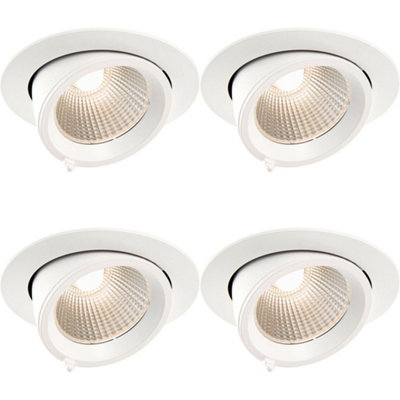 4 PACK Fully Adjustable Ceiling Downlight - 30W Warm White LED - Matt White