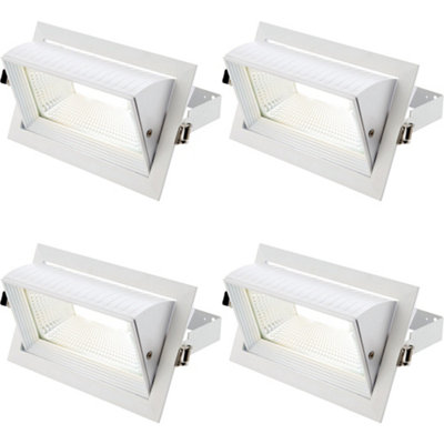 4 PACK Fully Adjustable Ceiling Downlight - 35W Cool White LED - Matt White