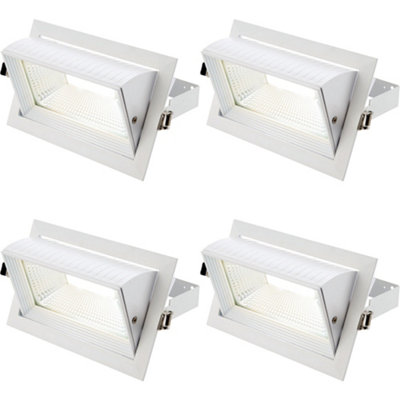 4 PACK Fully Adjustable Ceiling Downlight - 35W Cool White LED - Matt White
