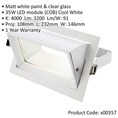 4 PACK Fully Adjustable Ceiling Downlight - 35W Cool White LED - Matt White