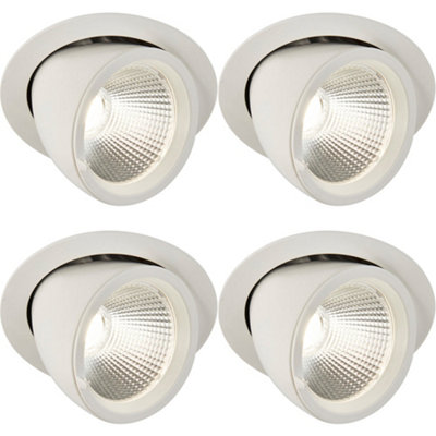 4 PACK Fully Adjustable Ceiling Downlight - 36W Cool White LED - Matt White