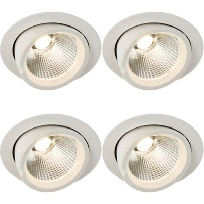 4 PACK Fully Adjustable Ceiling Downlight - 36W Warm White LED - Matt White