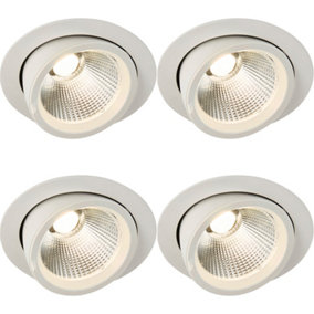 4 PACK Fully Adjustable Ceiling Downlight - 36W Warm White LED - Matt White