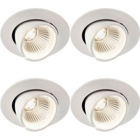 4 PACK Fully Adjustable Ceiling Downlight - 9W Cool White LED - Matt White