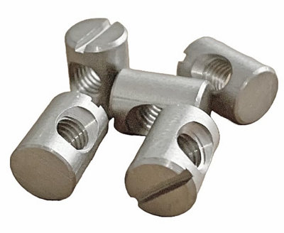 4 Pack Furniture Barrel Nut M6 thread  14mm Length x 10mm Diameter Bolt Slotted Dowel for Chair Cot Bed Cabinet