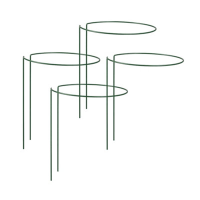 4 Pack Garden Metal Plant Support Rings 26cm x 15cm - Round Metal Plant ...