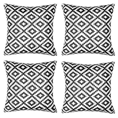 4 Pack Geometric Cushion Cover Filled Water Resistant Outdoor Garden