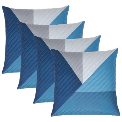 4 Pack Geometric Pinsonic Cushion Covers, Navy - 45 x 45cm