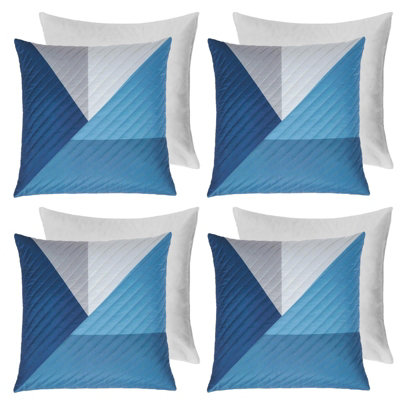 4 Pack Geometric Pinsonic Filled Cushion Covers, Navy - 45 x 45cm