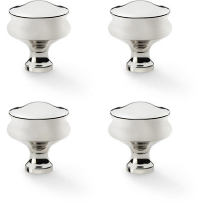 4 PACK - Georgian Round Door Knob - Polished Nickel 32mm Kitchen Cabinet Pull Handle